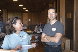 BABA members Barbara Mortkowitz and Ben Colborn organized the education displays and greeted visitors to the Book Arts Jam BABA members Barbara Mortkowitz and Ben Colborn organized the education displays and greeted visitors to the Book Arts Jam