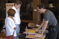 Ben Colborn discusses bookbinding with two Jam visitors