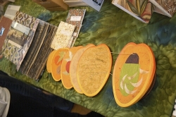 The Mango Book was one of the many handmade books artist Jone Small Manoogian displayed on her table