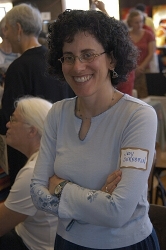 Artist Judy Serebrin enjoying her day at the Book Arts Jam