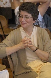 Artist Laura Mappin relaxes during a rare break in talking to art lovers Artist Laura Mappin relaxes during a rare break in talking to art lovers
