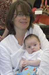 Coriander Reisbord, local book artist with her new assistant.