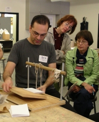 Ben Colborn shows how to sew a book using a sewing frame